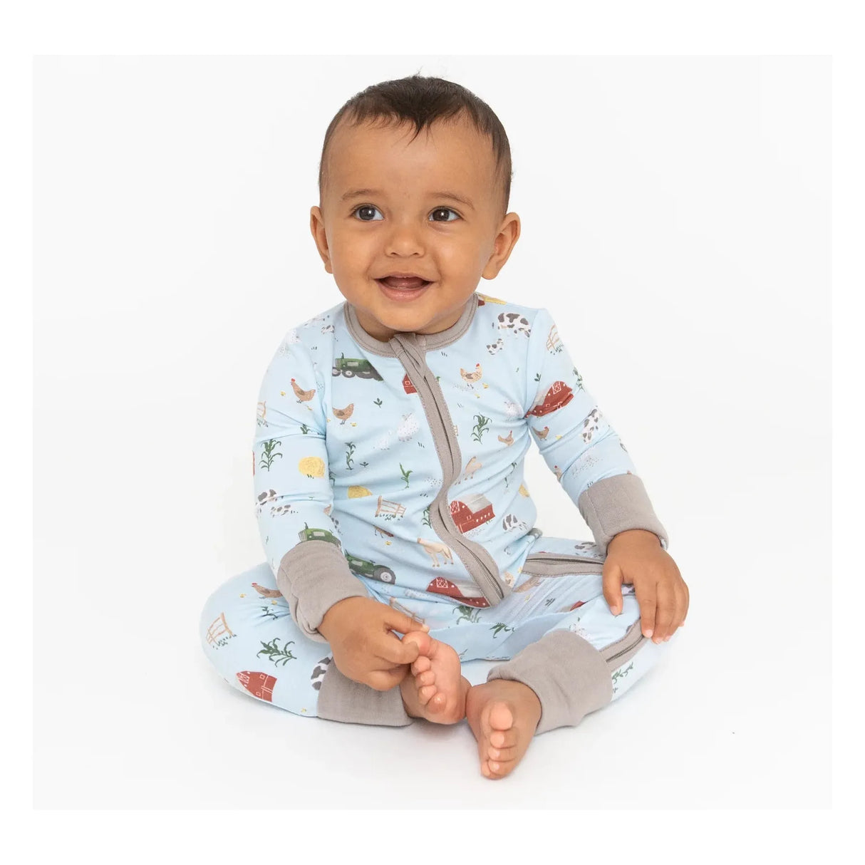 Angel Dear Bamboo Romper - Big Red Barn Blue - Kid's Stuff Superstore