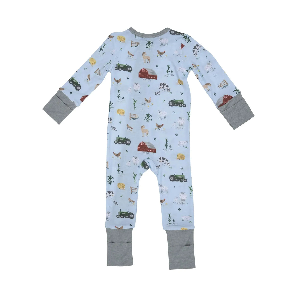 Angel Dear Bamboo Romper - Big Red Barn Blue - Kid's Stuff Superstore