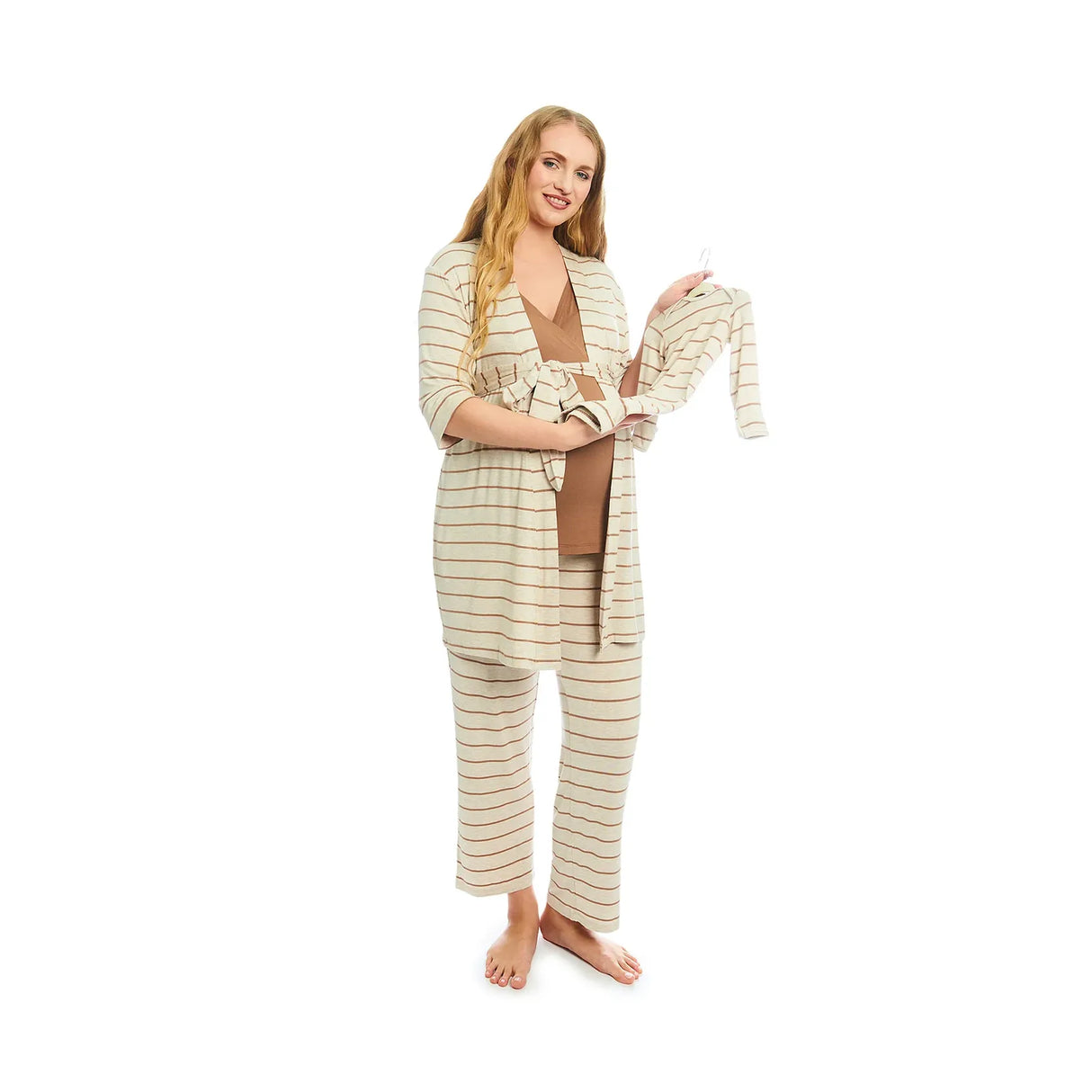 Everly Grey 5 Pc Matching Set - Mocha Stripe
