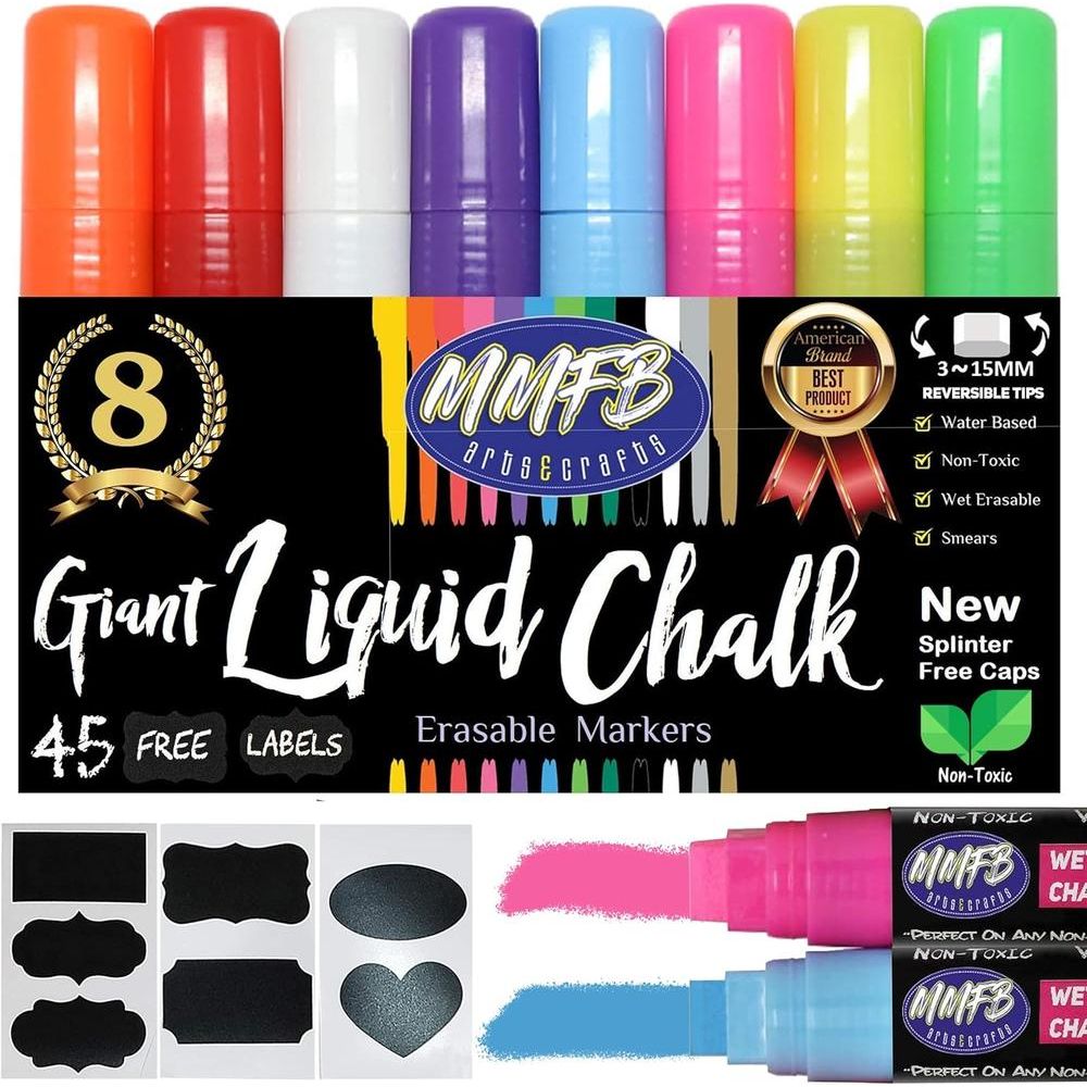 Giant Liquid Chalk Erasable Markers - 8 Pack - Kid's Stuff Superstore