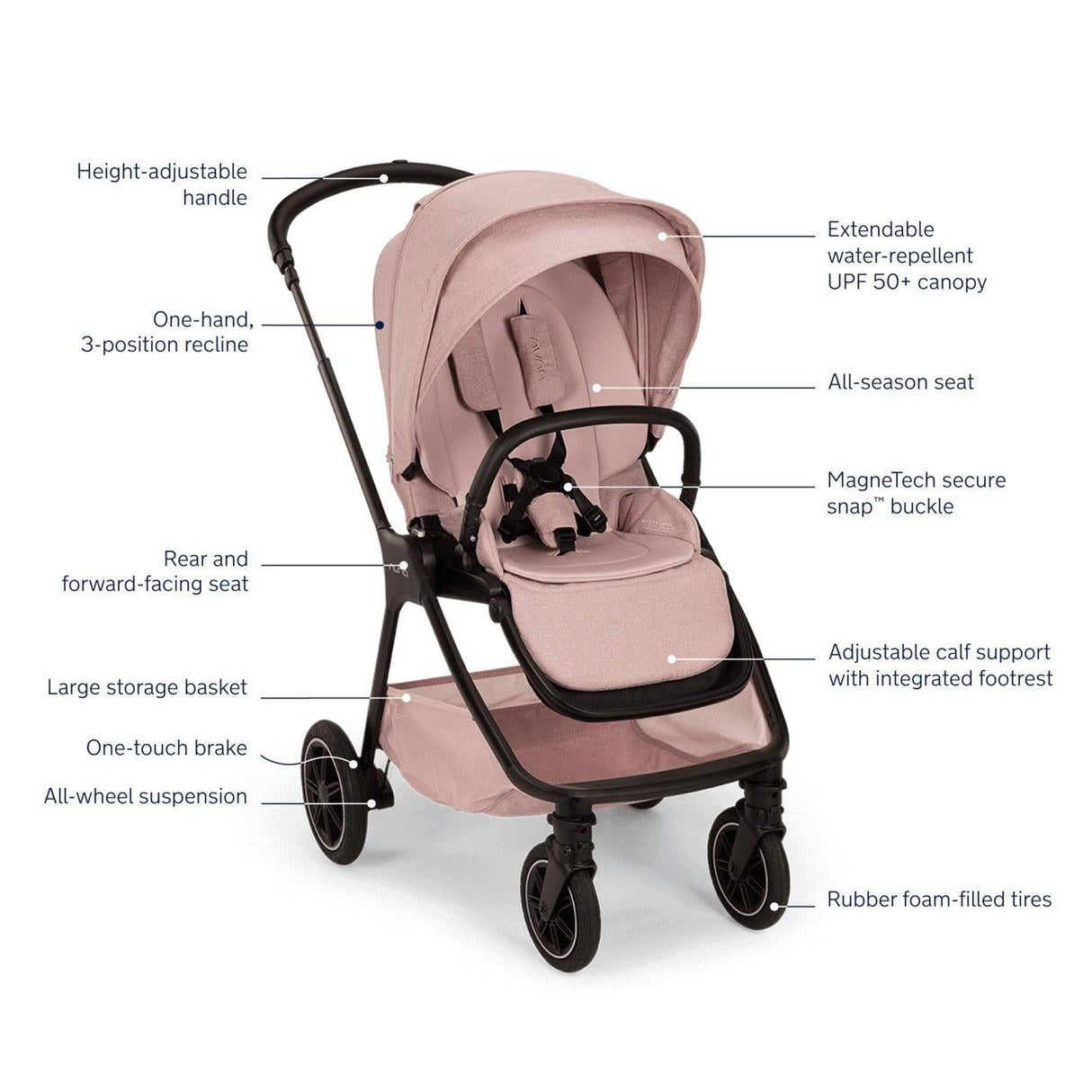 Nuna TRIV Next Stroller with Magnetic Buckle | Thistle Collection