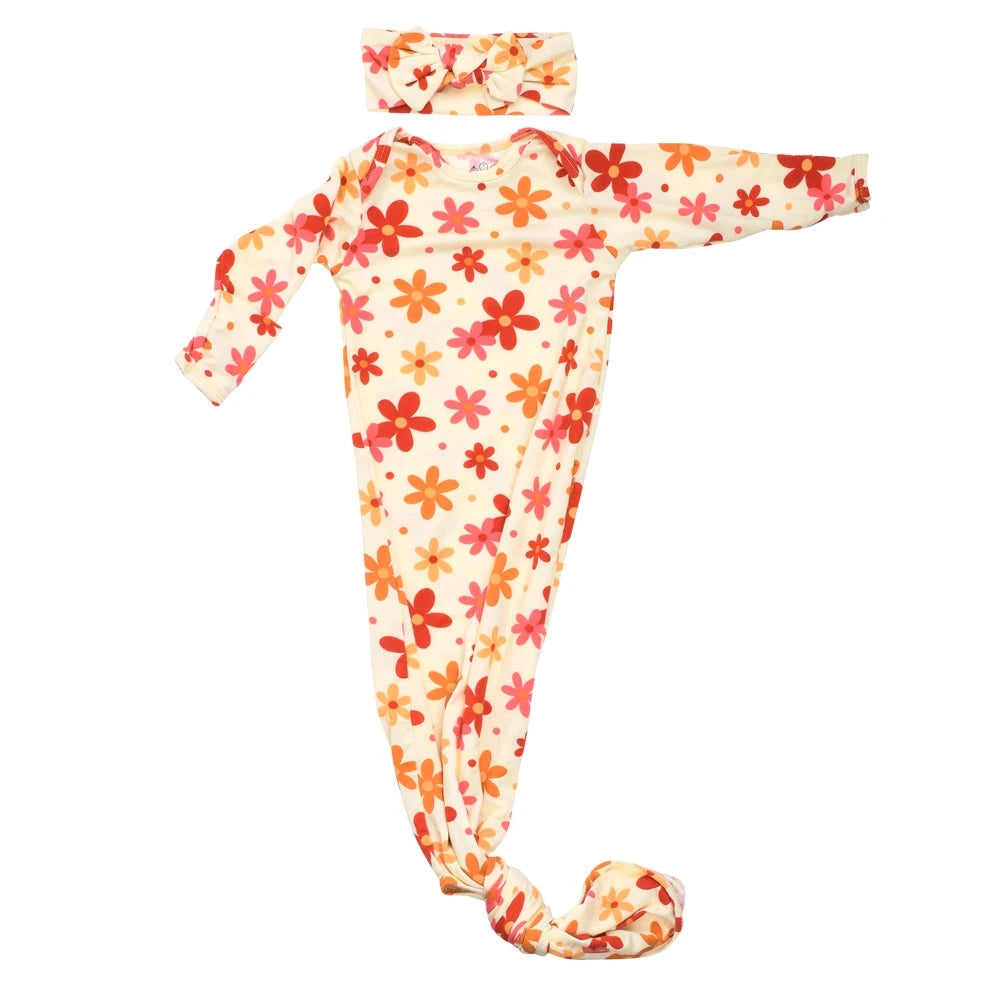 Three Little Tots Knotted Baby Gown + Headband Bow - Kid's Stuff Superstore