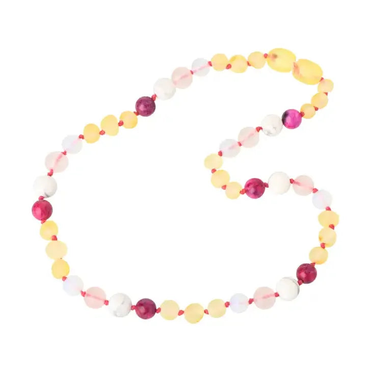 Raw Lemon, Agate, Howlite, Rose Quartz & Opalite Necklace - Kid's Stuff Superstore