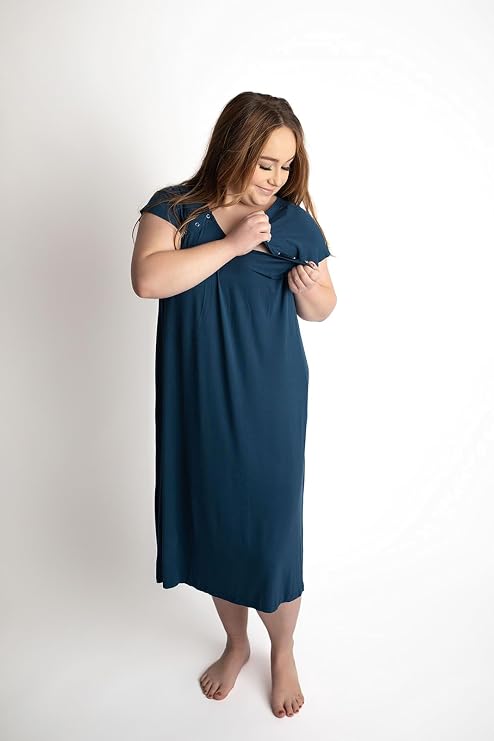 Three Little Tots Delivery/Nursing Gown - Navy