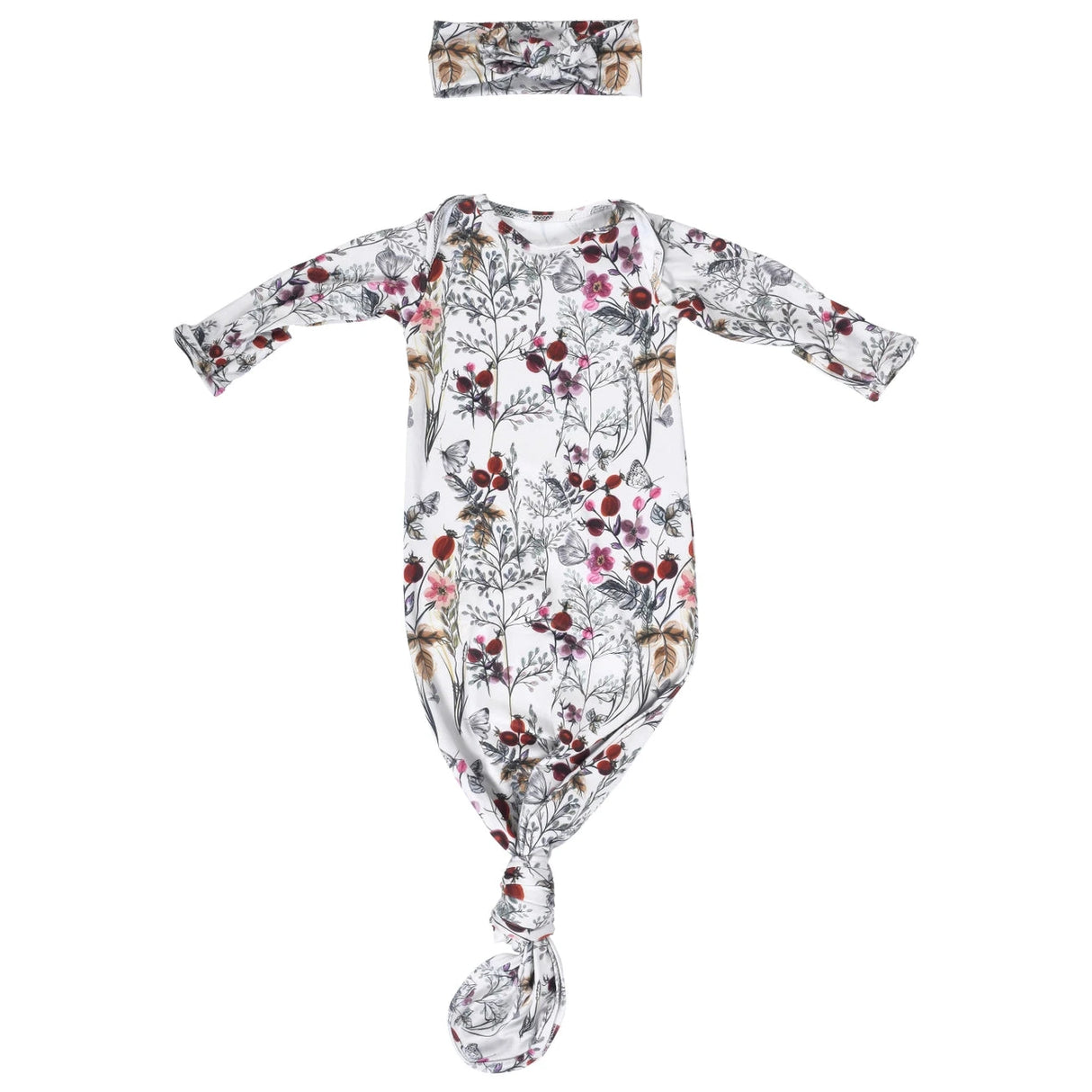 Three Little Tots Knotted Baby Gown + Headband Bow - Kid's Stuff Superstore