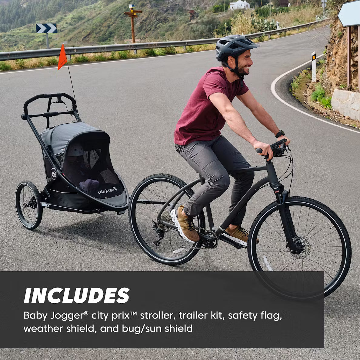 Baby Jogger City Prix Jogger + BIke Trailer + Shield Bundle - Kid's Stuff Superstore