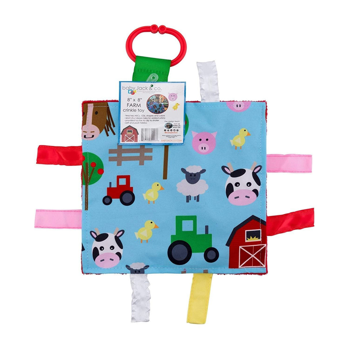Baby Jack 8x8 Crinkle Sensory Toy - Farm - Kid's Stuff Superstore