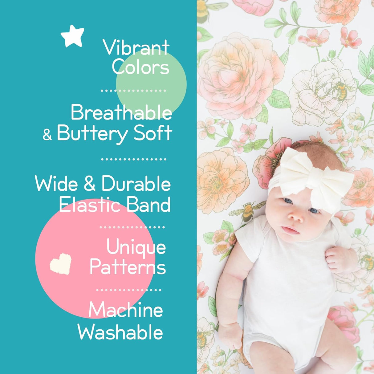 Honey Lemonade Changing Pad Cover - Botanical Floral - Kid's Stuff Superstore