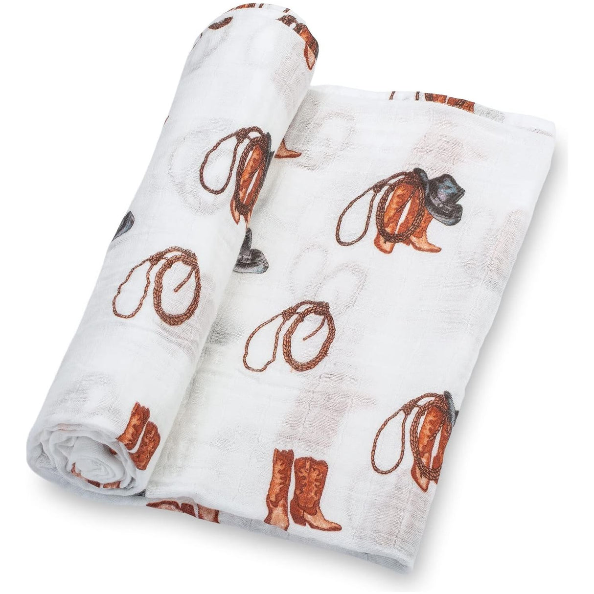LollyBanks Muslin Swaddle Blanket - Cowboy Boot - Kid's Stuff Superstore