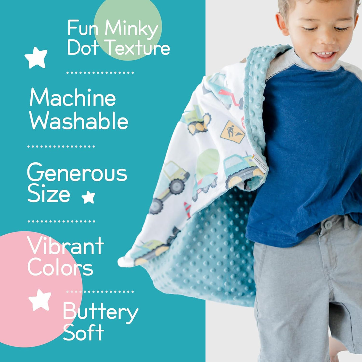 Honey Lemonade Minky Blanket - Construction Trucks - Kid's Stuff Superstore