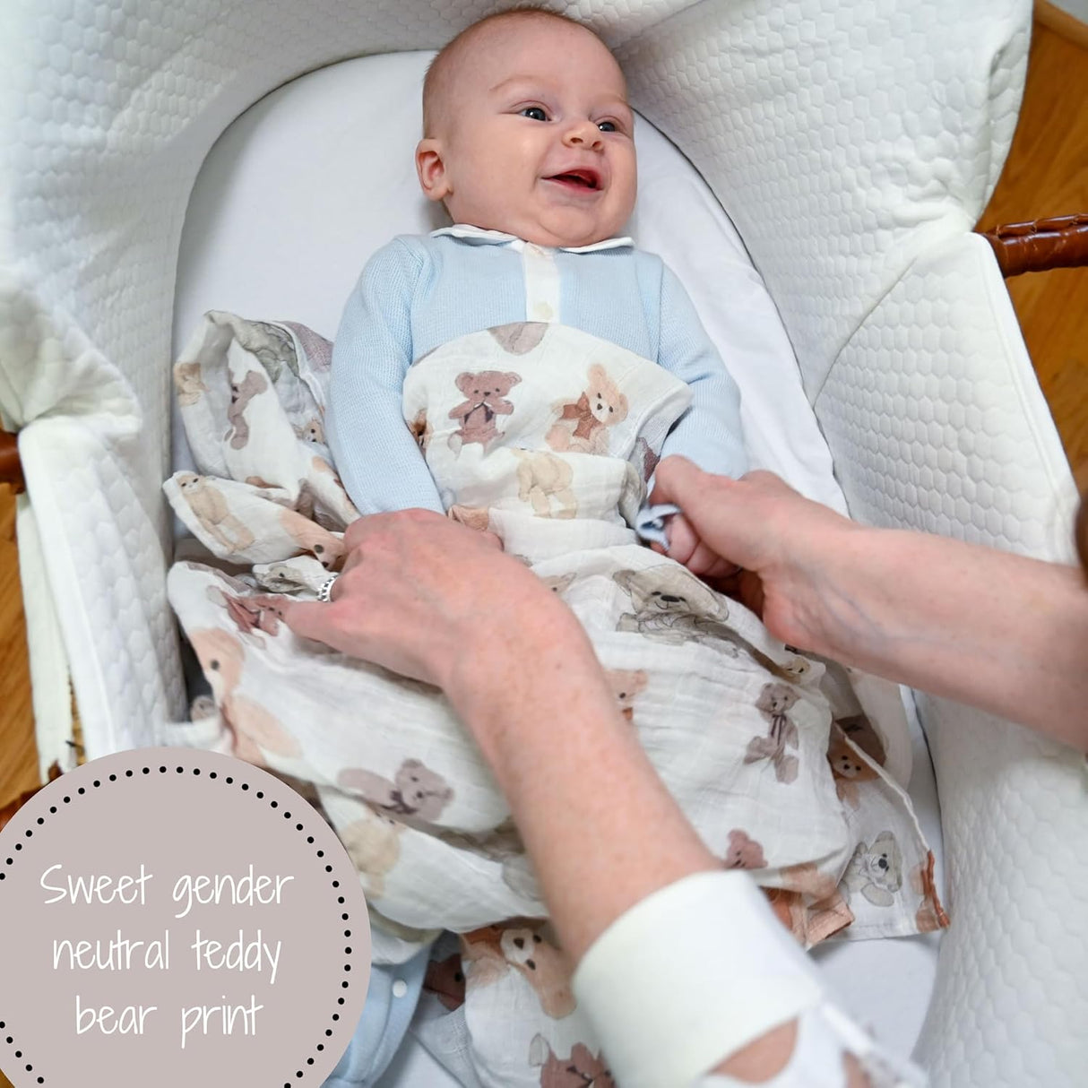 LollyBanks Muslin Swaddle Blanket - Teddy Bears - Kid's Stuff Superstore