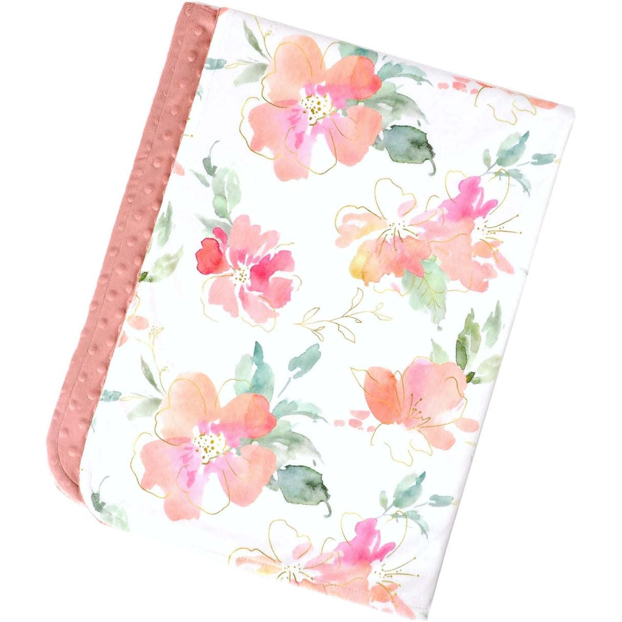Honey Lemonade Minky Blanket - Pink & Gold Floral - Kid's Stuff Superstore