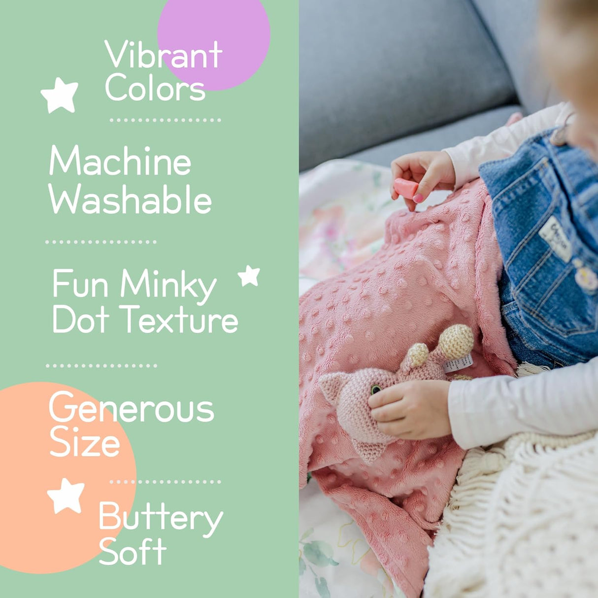 Honey Lemonade Minky Blanket - Pink & Gold Floral - Kid's Stuff Superstore