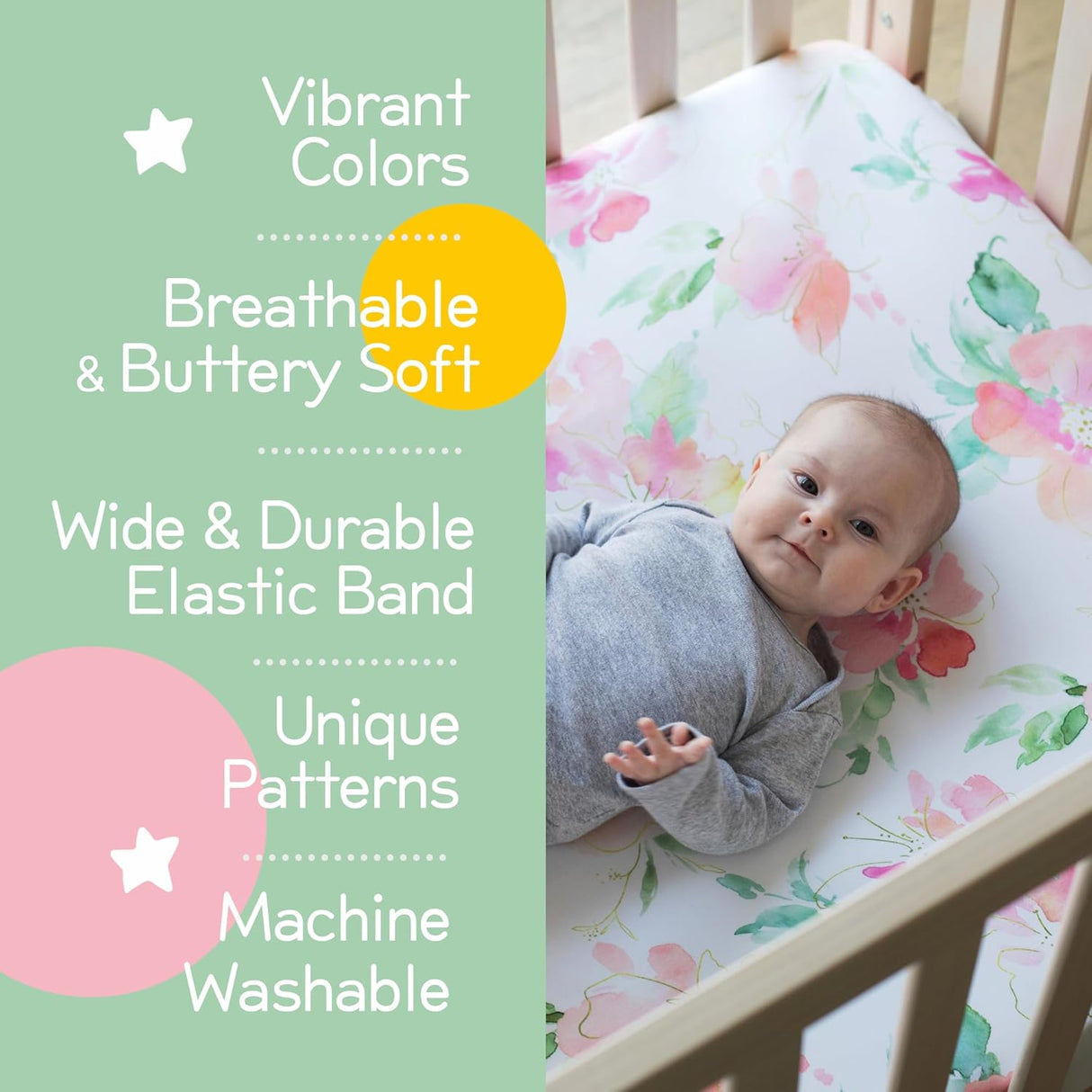 Honey Lemonade Crib Sheet - Pink & Gold Floral - Kid's Stuff Superstore