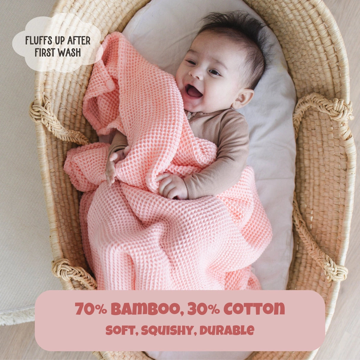 Waffle Bamboo Blanket - Pink - Kid's Stuff Superstore