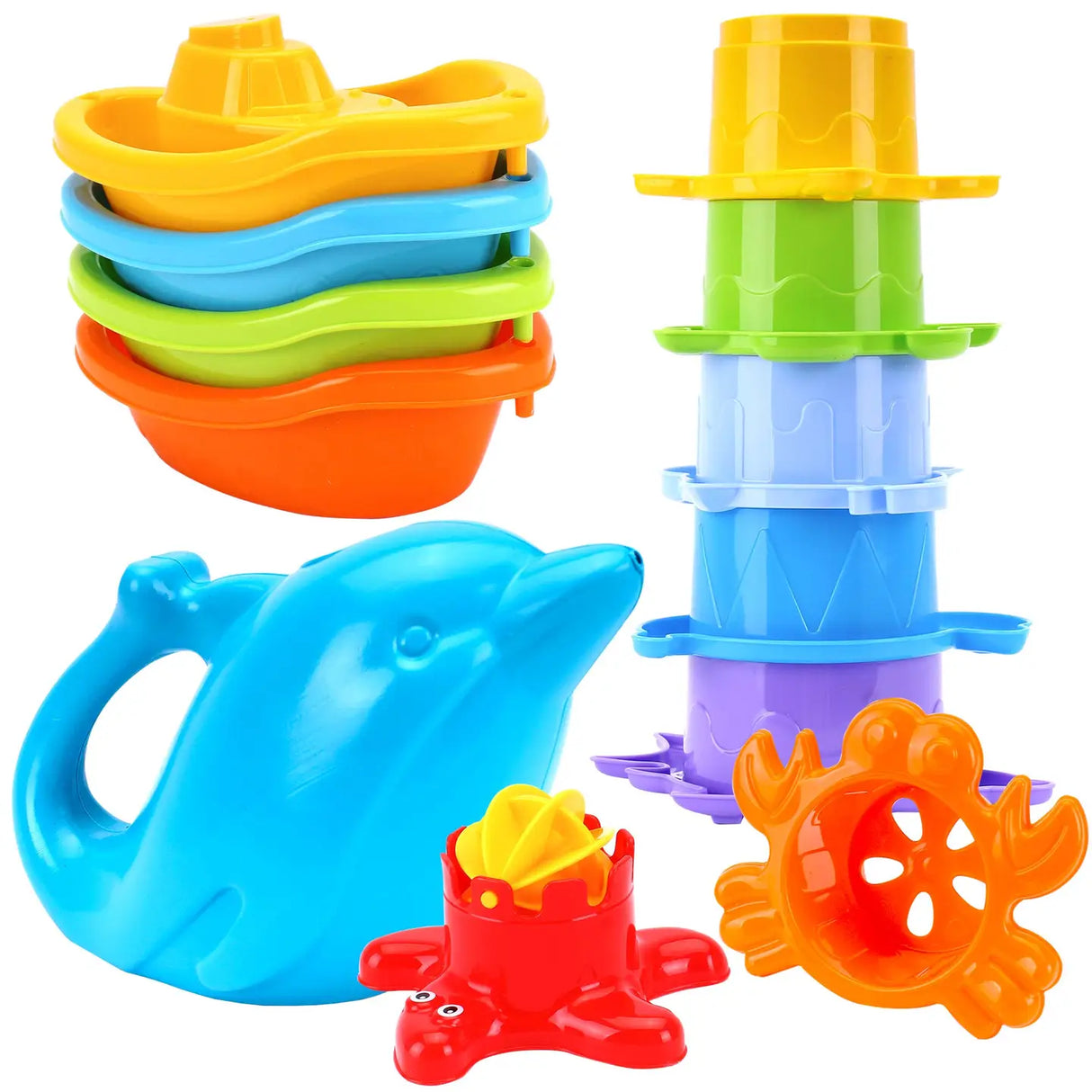 Technok Baby Bath Toys - 12 Pcs Rainbow Stacking