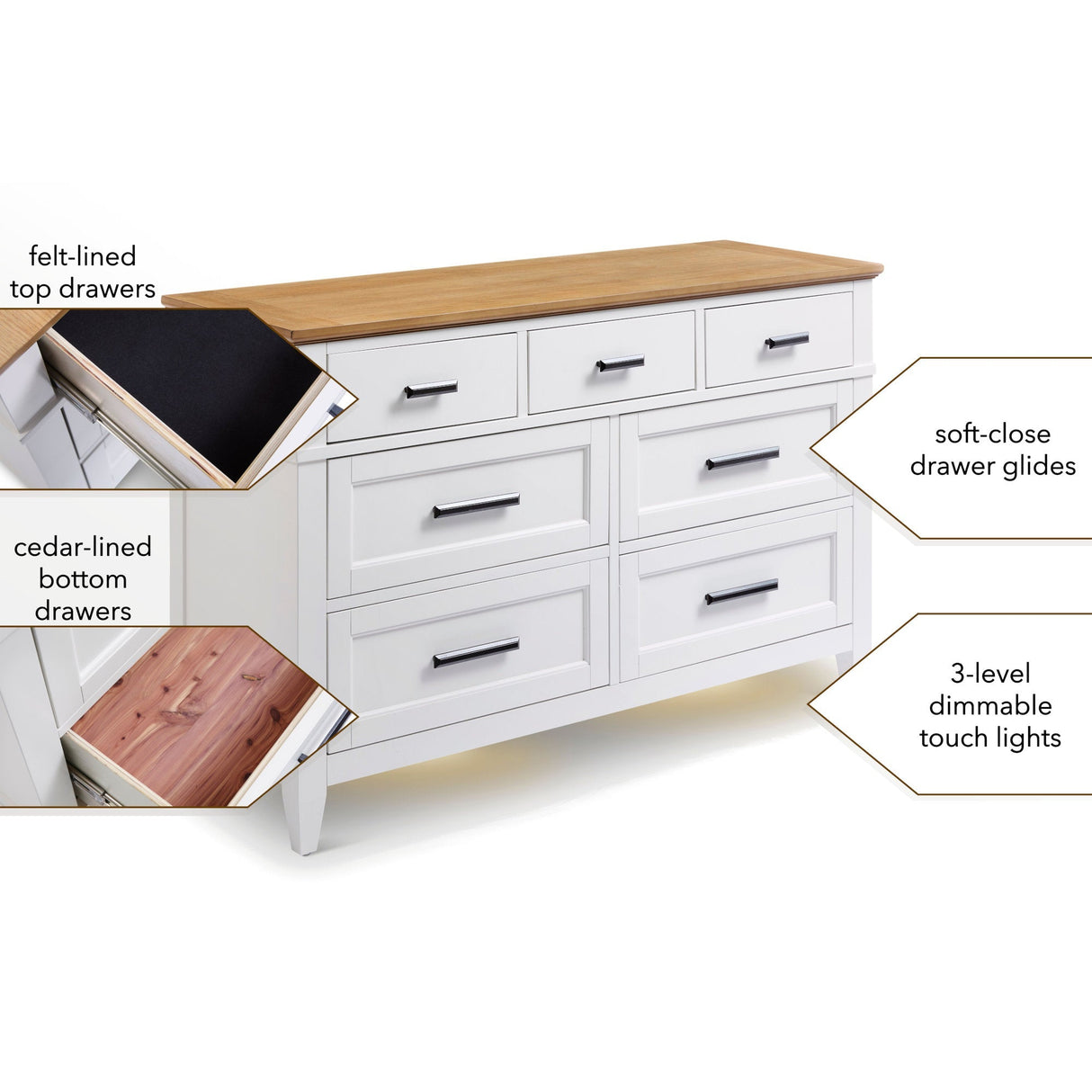 Parker House Artisan 7-Drawer Dresser with Lights - Kid's Stuff Superstore