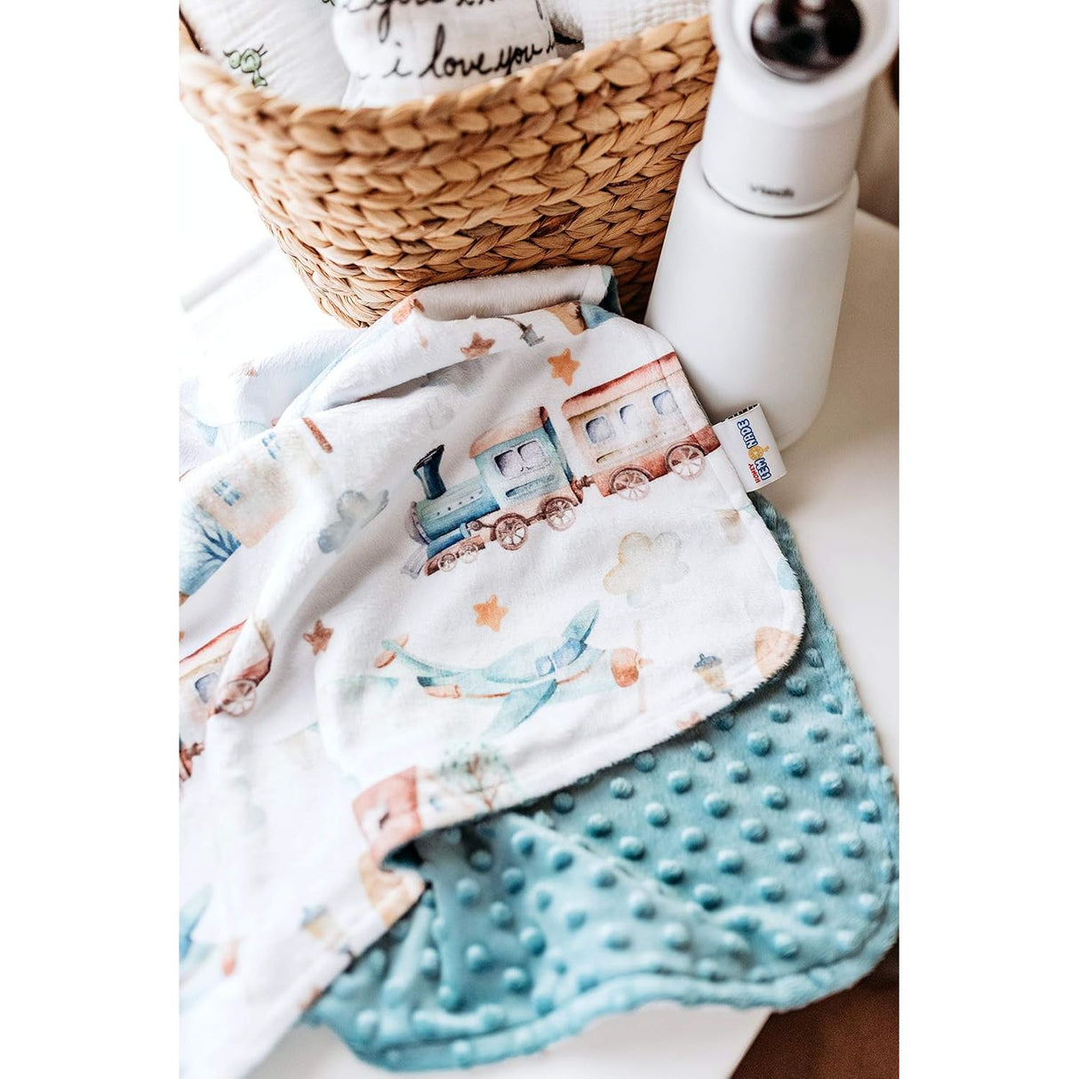 Honey Lemonade Minky Blanket - Airplane and Train - Kid's Stuff Superstore