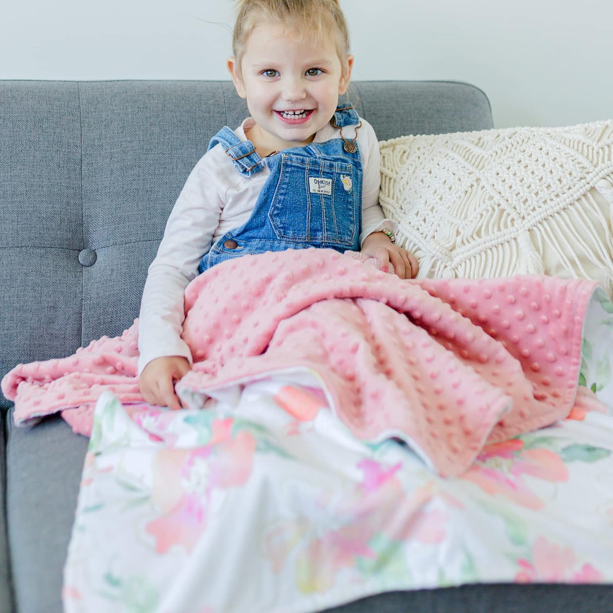 Honey Lemonade Minky Blanket - Pink & Gold Floral - Kid's Stuff Superstore
