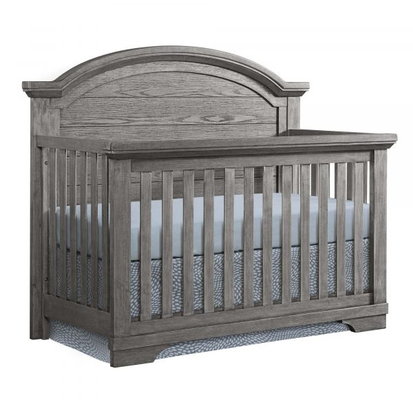 Foundry Arch Top Convertible Crib and Double Dresser | Brushed Pewter - Kid's Stuff Superstore