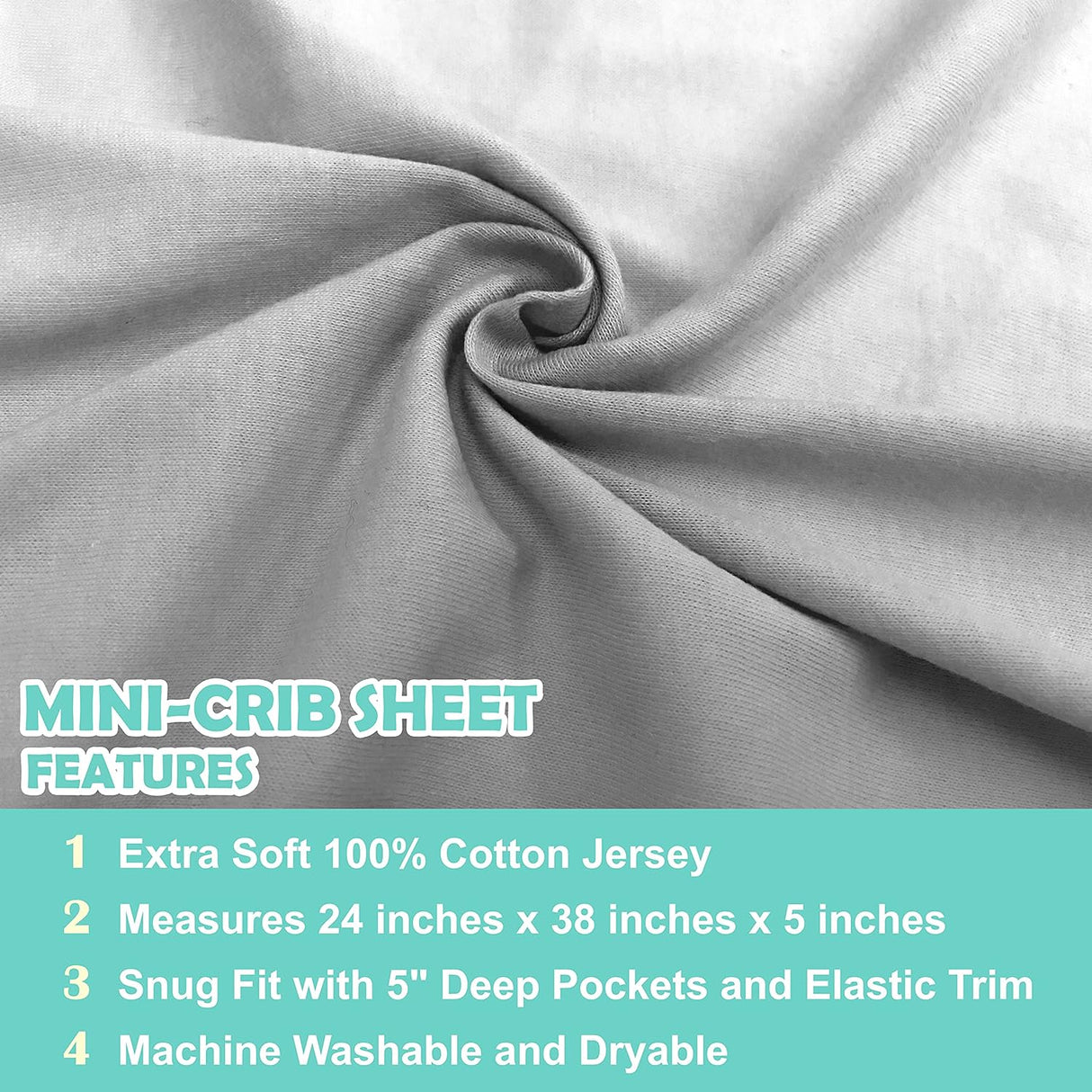 American Baby Company Fitted Mini Crib Sheet - Gray - Kid's Stuff Superstore