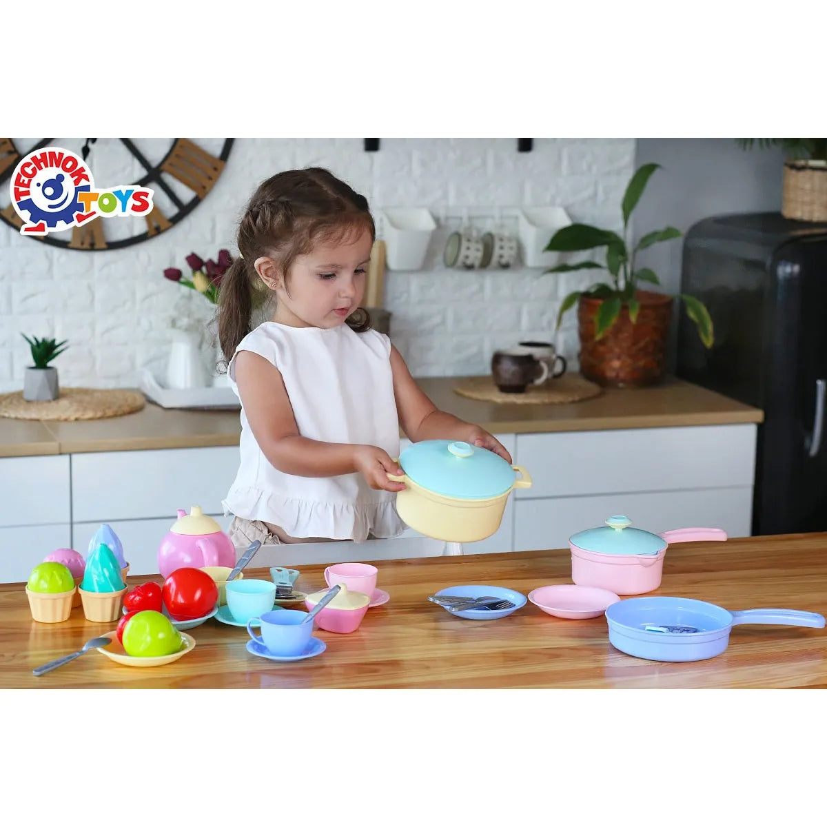 Technok Kids Play Kitchen Accessories - 49 Pcs Play Dishes