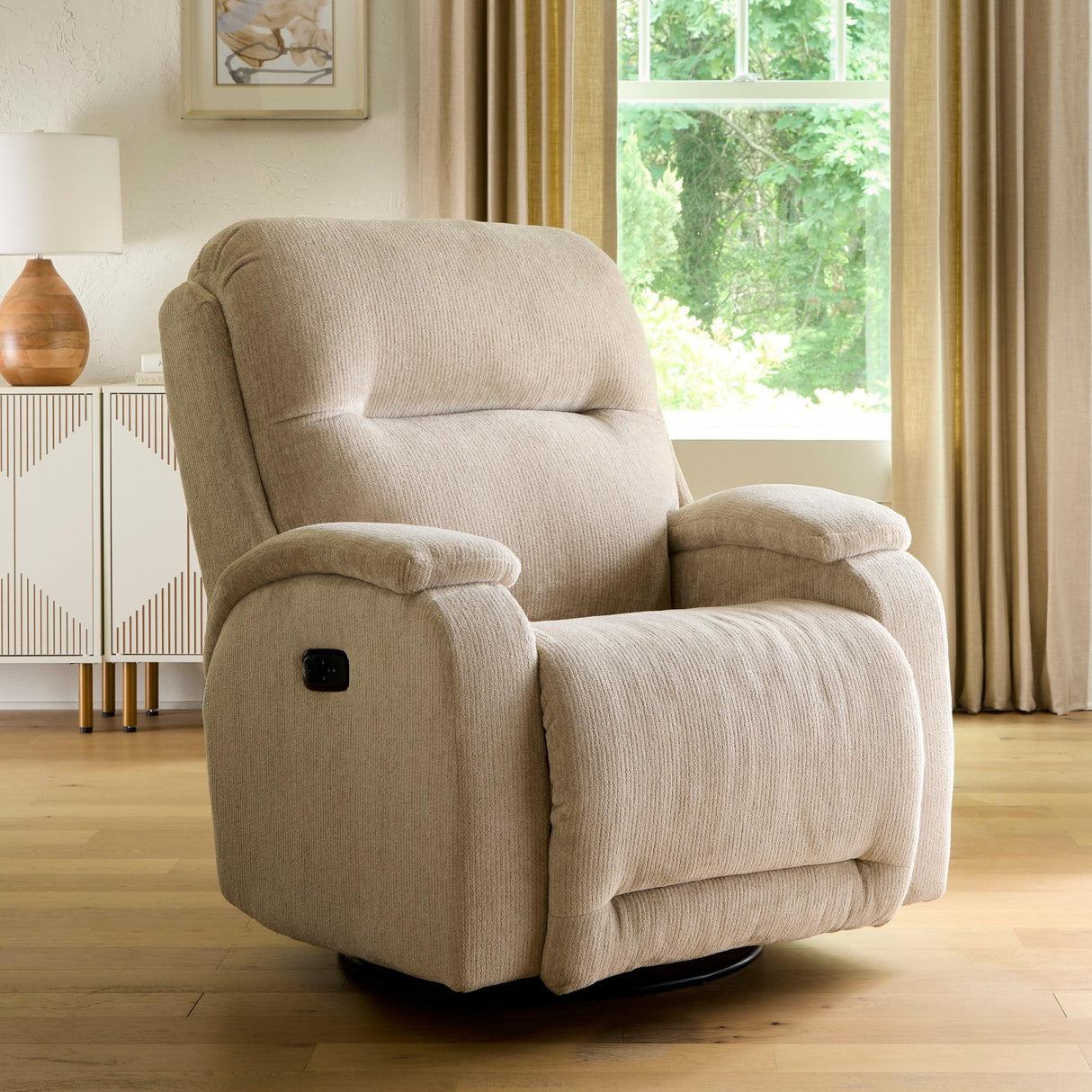 Storytime Maverly Power Cozzia Swivel Glide Recliner with Heat & Massage
