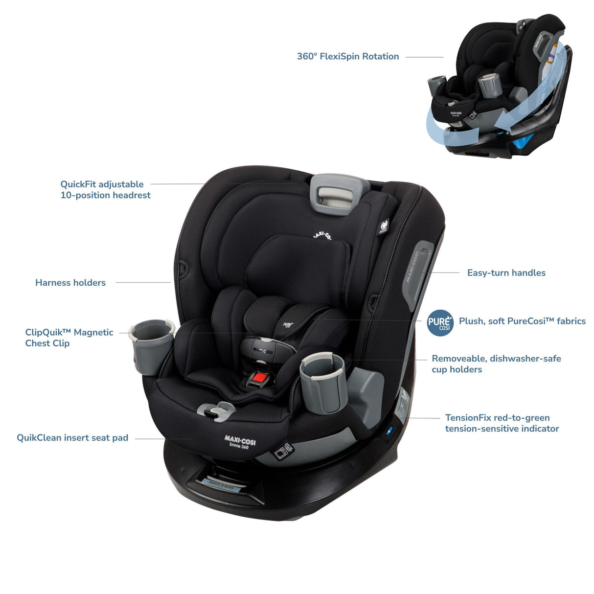 Maxi-Cosi Emme 360° Rotating All-in-One Convertible Car Seat - Kid's Stuff Superstore