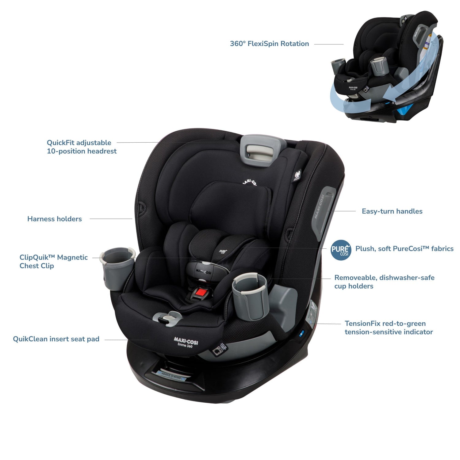 Maxi-Cosi Emme 360° Rotating All-in-One Convertible Car Seat - Kid's Stuff Superstore
