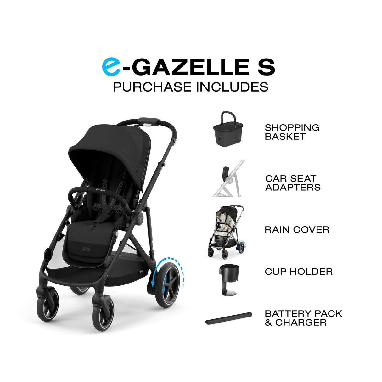 Cybex e-Gazelle S Electronic Assist Single-to-Double Stroller - Kid's Stuff Superstore