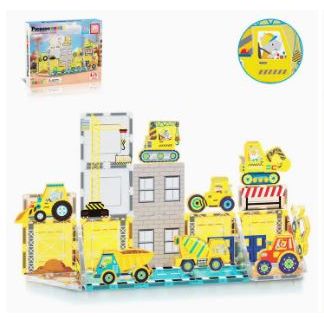 PicassoTiles Construction Themed Magnetic Tile Building Set
