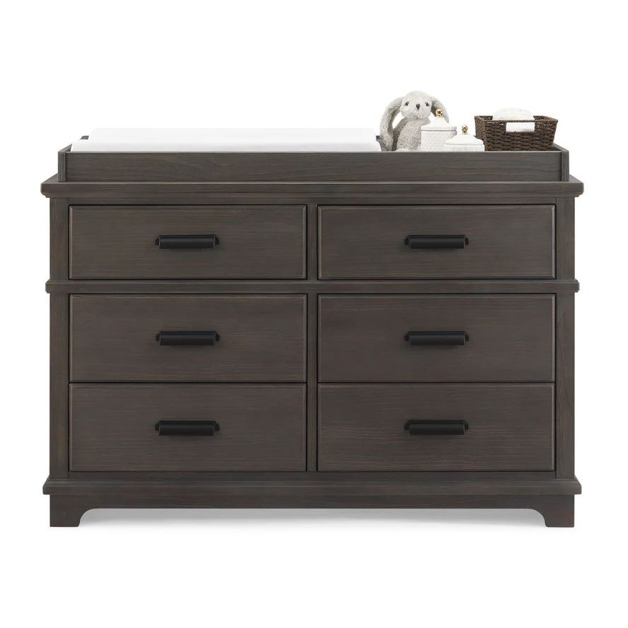 Delta Asher Convertible Crib with Toddler Rail and Double Dresser with Changing Tray - Rustic Gray - Kid's Stuff Superstore