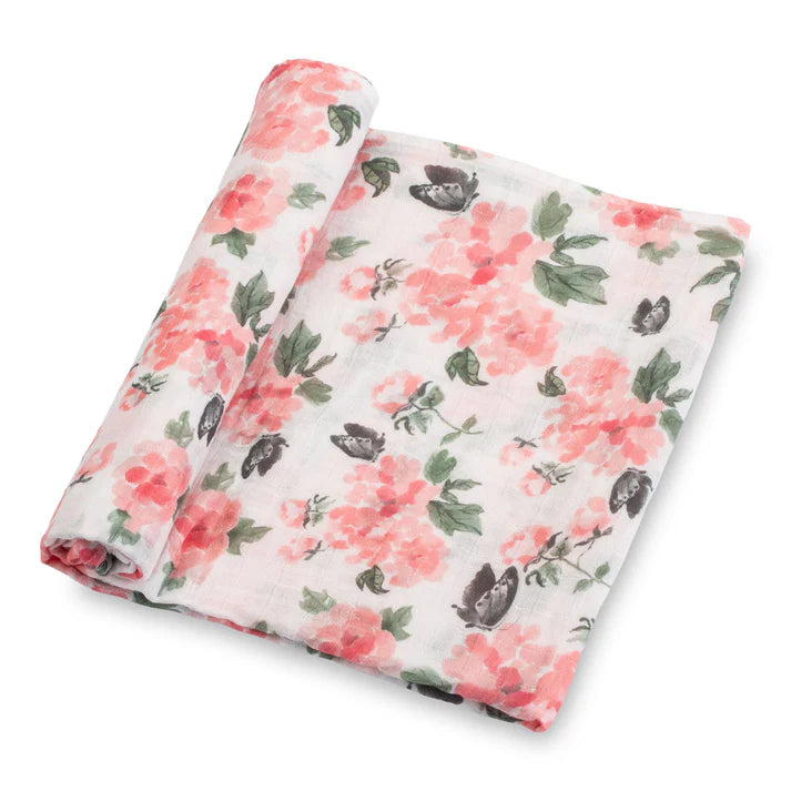 LollyBanks Muslin Swaddle Blanket - Pretty In Peony - Kid's Stuff Superstore