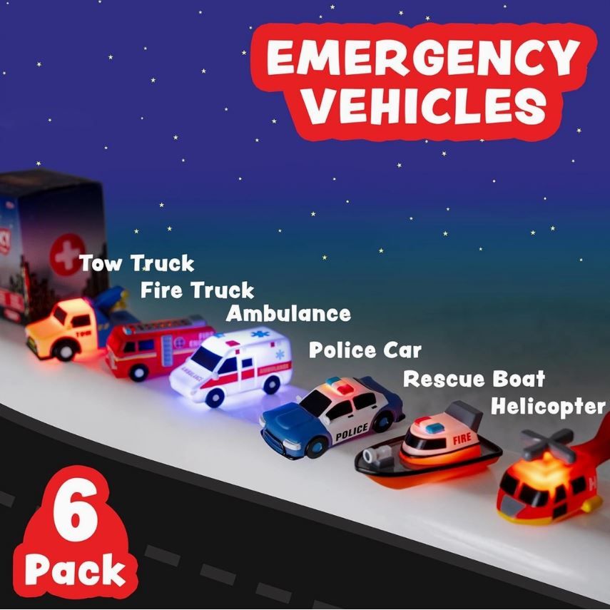 Emergency Vehicles Light Up Bath Toys