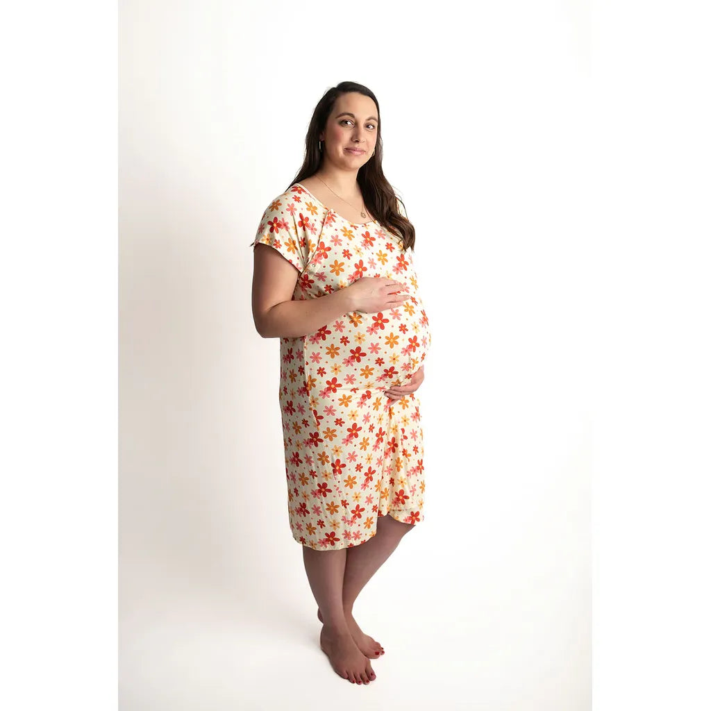 Three Little Tots Delivery/Nursing Gown, Groovy Sunset Floral - Kid's Stuff Superstore