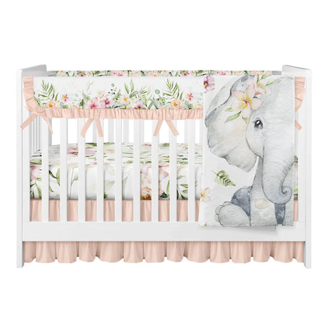 Peach Elephants 4pc. Crib Bedding Set - Kid's Stuff Superstore
