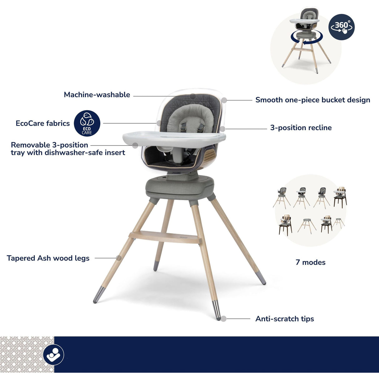 Maxi-Cosi Kindred Kiskadee 360° Rotating High Chair - Kid's Stuff Superstore