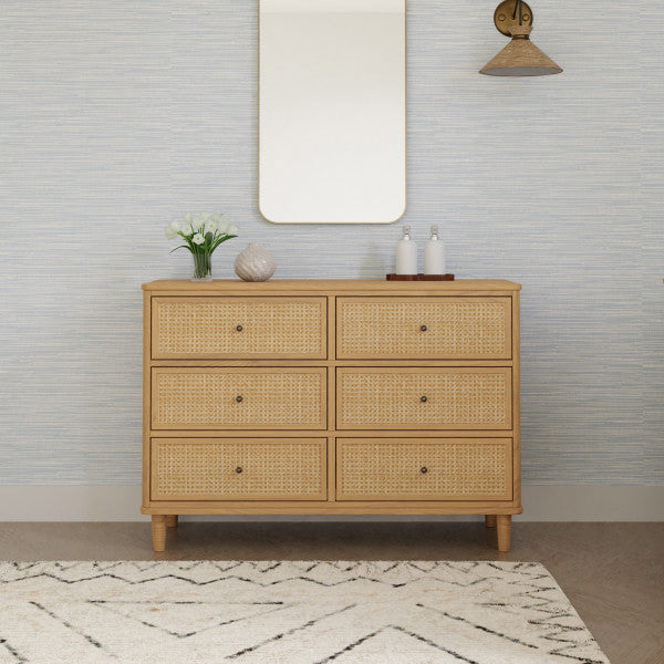 Namesake Marin with Cane 6 Drawer Assembled Dresser - Honey and Honey Cane - Kid's Stuff Superstore