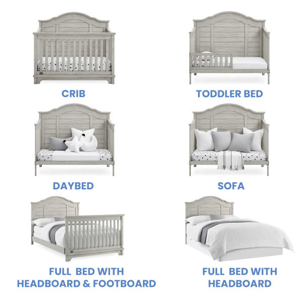 Asher Convertible Crib with Toddler Rail and Double Dresser with Changing Tray - Rustic Mist - Kid's Stuff Superstore