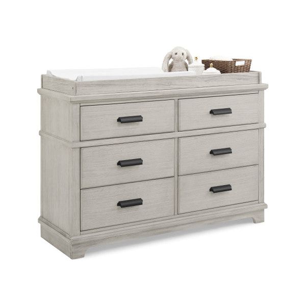 Asher Convertible Crib with Toddler Rail and Double Dresser with Changing Tray - Rustic Mist - Kid's Stuff Superstore