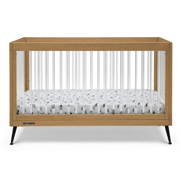Sloane Convertible Acrylic Crib with Toddler Rail and 4 Drawer Dresser with Changing Tray - Acorn - Kid's Stuff Superstore