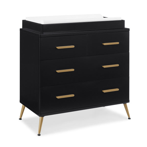 Sloane Convertible Acrylic Crib with Toddler Rail and 4 Drawer Dresser with Changing Tray - Black with Melted Base - Kid's Stuff Superstore