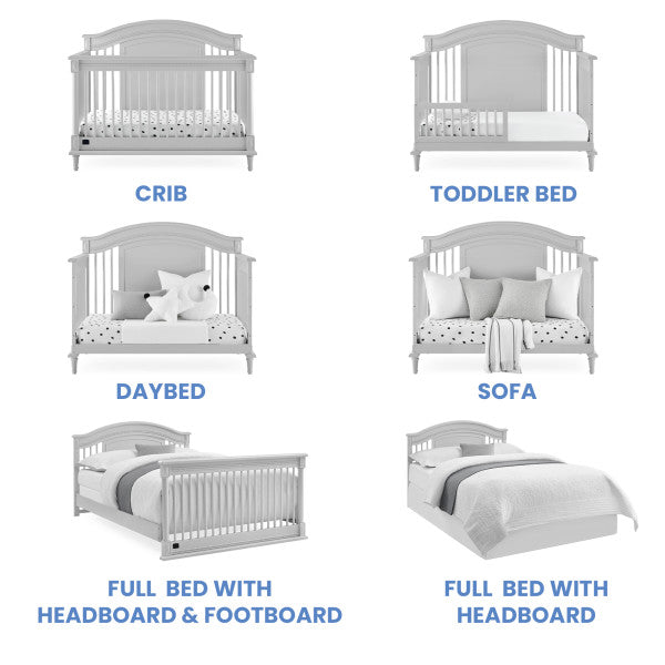Juliette Convertible Crib with Toddler Rail and Double Dresser with Changing Tray - Moonstruck Grey - Kid's Stuff Superstore