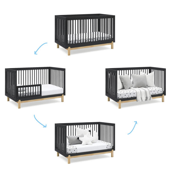 Delta Poppy Convertible Crib and 3 Drawer Dresser with Cubbies - Midnight - Kid's Stuff Superstore