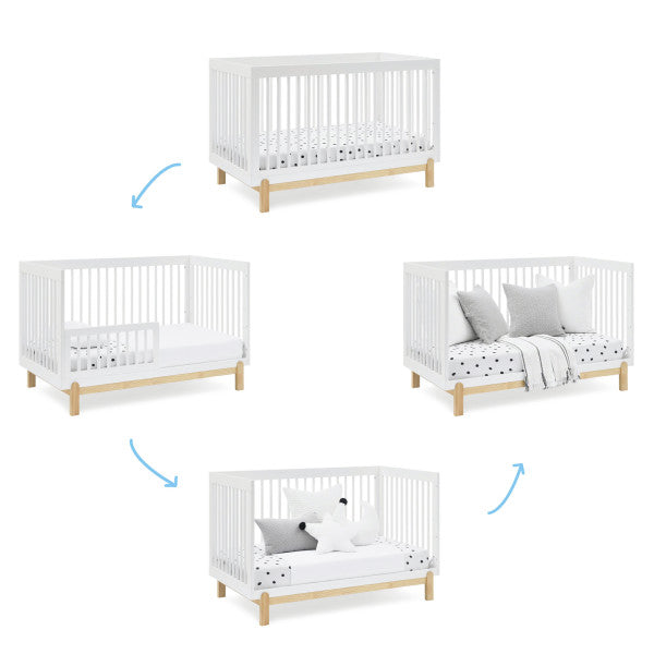Delta Poppy Convertible Crib and 3 Drawer Dresser with Cubbies - Bianca White - Kid's Stuff Superstore