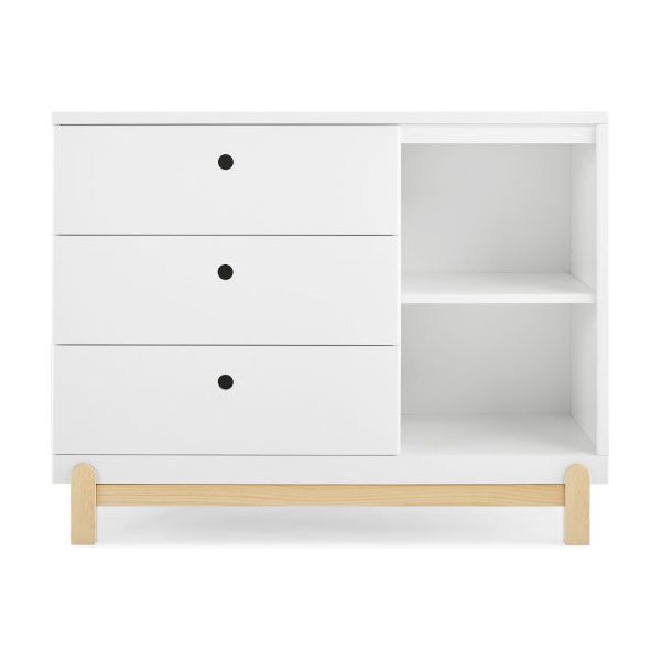 Delta Poppy Convertible Crib and 3 Drawer Dresser with Cubbies - Bianca White - Kid's Stuff Superstore