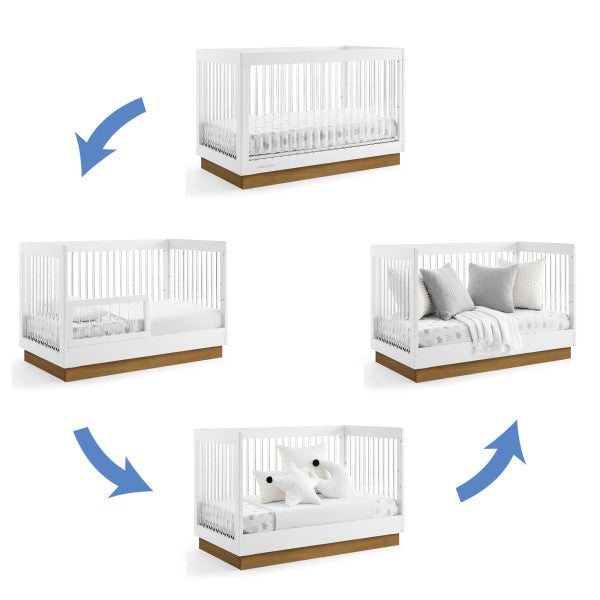 Delta James Convertible Crib with Toddler Rails and Double Dresser - Bianca - Kid's Stuff Superstore