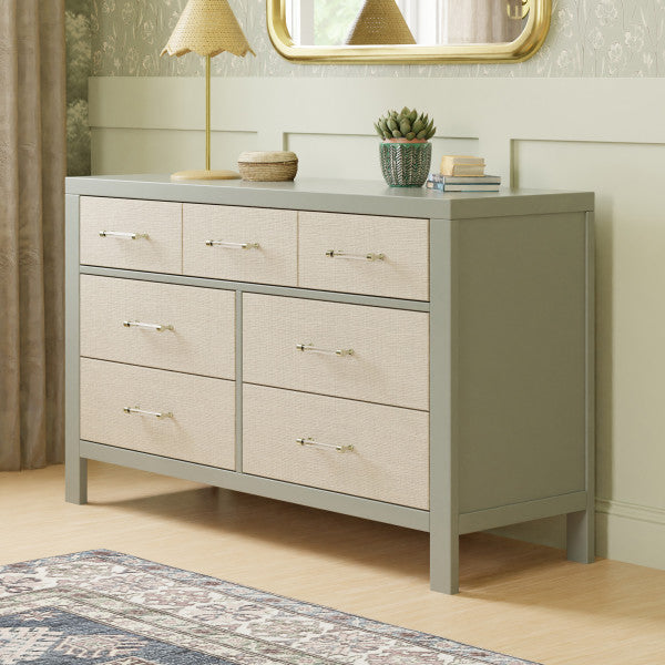 Namesake Eloise 7-Drawer Assembled Dresser - French Sage and Performance Sand Eco-Weave - Kid's Stuff Superstore