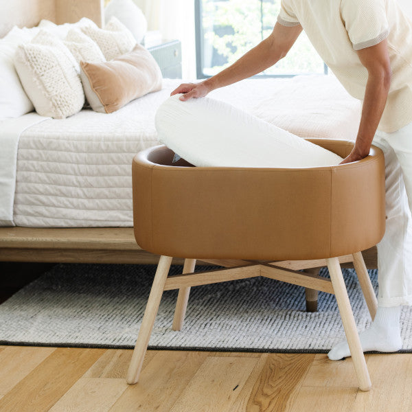 Babyletto x GATHRE Capsule Bassinet - Camel - Kid's Stuff Superstore