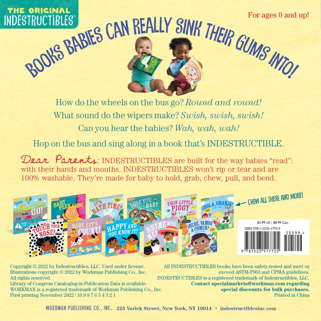 Indestructible Book - Wheels On The Bus - Kid's Stuff Superstore